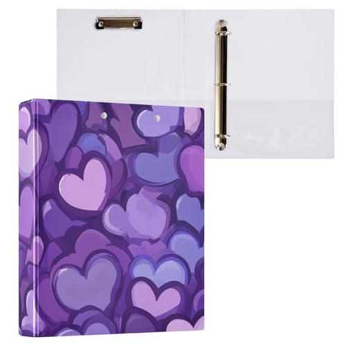 ZRWLUCKY Overlapping Love Purple 3-Ringbuch 3,8 cm (1,5 Zoll) Notizbuchordner mit Taschen, 1/2er-Pack, Schulhefter Hardcover von ZRWLUCKY