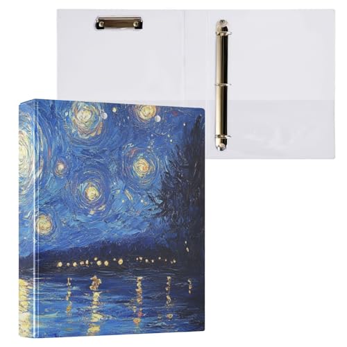 ZRWLUCKY Sky Stars Sparkling 3-Ringe Ordner 3,8 cm mit Klemmbrett 1/2 Packung Ordner College Ordner für Studenten 200 Blatt von ZRWLUCKY