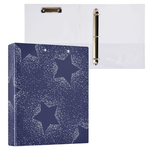 ZRWLUCKY Star Silver and Blue 3,8 cm Ordner mit 3 Ringen und Innentaschen, 1/2er-Pack, ästhetischer Ordner, 200 Blatt von ZRWLUCKY
