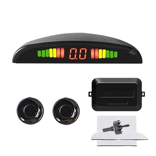 RüCkwäRtsparkhilfe Auto Parkplatz Sensor Kit 2 Sensoren 22mm Bildschirm Reverse Radar Sound Alarm Anzeige 4 Farben Auto Parken Sensor(Schwarz) von ZSQGHGH