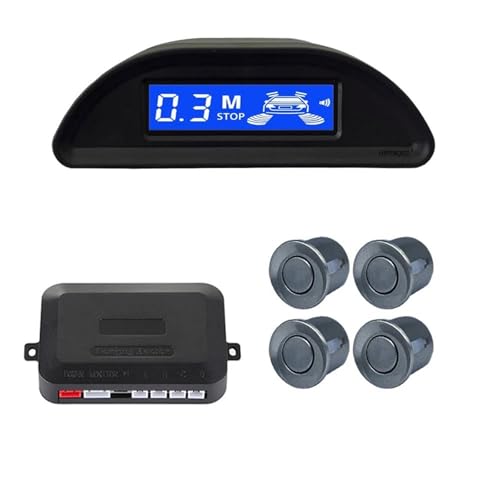 RüCkwäRtsparkhilfe Auto-Parksensor-Kit Auto Parktronic LCD-Display Mit Hintergrundbeleuchtung Rückfahrkamera-Radar-Monitor 4 Sensoren Auto Parken Sensor(Grau) von ZSQGHGH