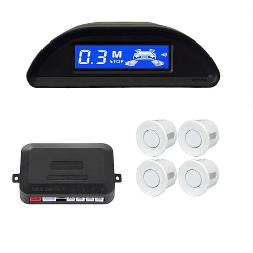 RüCkwäRtsparkhilfe Auto-Parksensor-Kit Auto Parktronic LCD-Display Mit Hintergrundbeleuchtung Rückfahrkamera-Radar-Monitor 4 Sensoren Auto Parken Sensor(Weiss) von ZSQGHGH