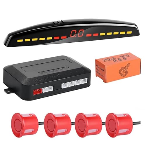 RüCkwäRtsparkhilfe Auto Parktronic Einparkhilfe-Kit Radaranzeige Rückfahrmonitor Detektor Auto Parken Sensor(Rot) von ZSQGHGH