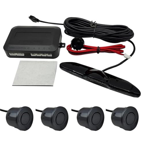 RüCkwäRtsparkhilfe Parksensor-Hintergrundbeleuchtung Monitor-Display-Kit Rückfahrwarnassistent 4 Sonden Auto Parken Sensor(Grey) von ZSQGHGH