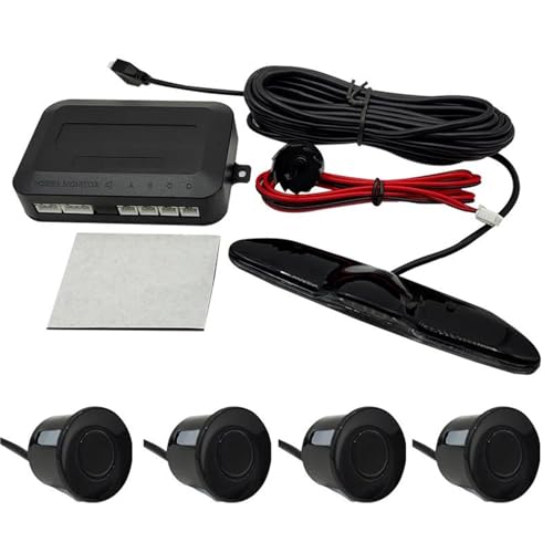 RüCkwäRtsparkhilfe Parksensor-Hintergrundbeleuchtung Monitor-Display-Kit Rückfahrwarnassistent 4 Sonden Auto Parken Sensor(Schwarz) von ZSQGHGH