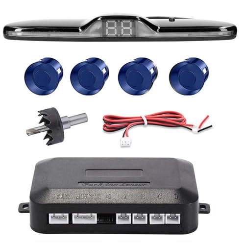 RüCkwäRtsparkhilfe Parksensor-Hintergrundbeleuchtung Parktronic Monitor Display Kit Backup-Detektor-Assistent 4 Sonden Auto Parken Sensor(Blau) von ZSQGHGH