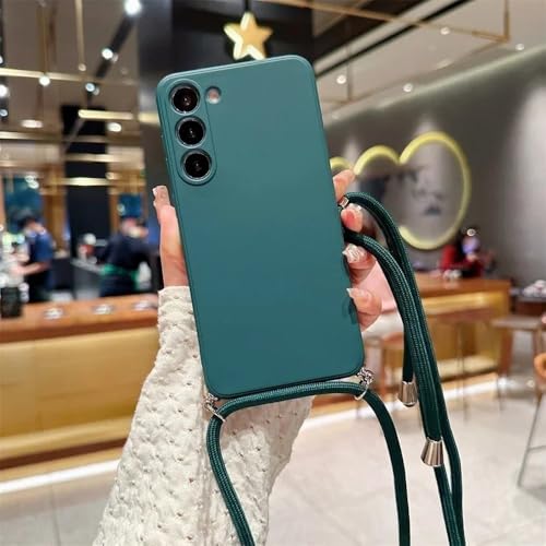 Crossbody Lanyard Candy Color Case für Samsung Galaxy S25 S24 S23 S22 S21 S20 FE Plus Note 20 Ultra Silikon Soft TPU Back Cover, D Grün, Für Samsung S20 von ZSUFCBF