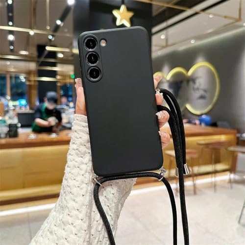 Crossbody-Lanyard-Cover in Bonbonfarbe für Samsung Galaxy S25 S24 S23 S22 S21 S20 FE Plus Note 20 Ultra, weiche Silikon-TPU-Rückseite, Schwarz, für Samsung S21 Plus von ZSUFCBF