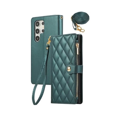 Crossbody-Leder-Handyhülle für Samsung Galaxy S25 S24 Ultra S23 FE S22 S21 Plus A16 A06 A55 A15 A25 A35 A54 A34 Brieftaschenhülle, grün, für S25 Plus Crossbody-Leder-Handyhülle für Samsung Galaxy S25 S24 Ultra S23 FE S22 S21 Plus A16 A06 A55 A15 A25 A35 A54 A34 Brieftaschenhülle, grün, für S25 Plus von ZSUFCBF