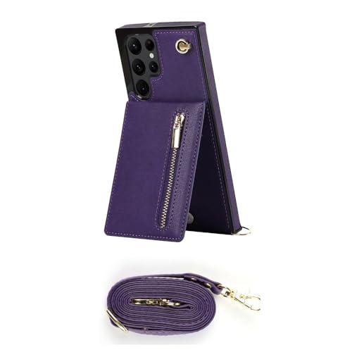 Reißverschluss-Geldbörse, Umhängeband, für Samsung Galaxy S24 Ultra S22 S21 Note20 S20 S10 S23 Plus 5G, Ständer, Kartenhalter, Lila, für Samsung S21 Reißverschluss-Geldbörse, Umhängeband, für Samsung Galaxy S24 Ultra S22 S21 Note20 S20 S10 S23 Plus 5G, Ständer, Kartenhalter, Lila, für Samsung S21 von ZSUFCBF