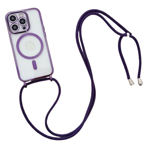 ZSUFCBF Crossboby Lanyard Plating Clear Phone Case für iPhone 16 15 14 13 12 11 Pro Max Magnetische Halskette Kordelbandabdeckung, Lila, Für iPhone 16 Plus ZSUFCBF Crossboby Lanyard Plating Clear Phone Case für iPhone 16 15 14 13 12 11 Pro Max Magnetische Halskette Kordelbandabdeckung, Lila, Für iPhone 16 Plus von ZSUFCBF