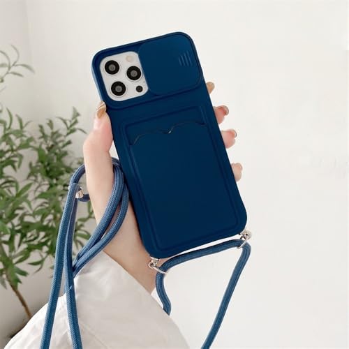 ZSUFCBF Crossbody-Halskette Silde Kamera Silikon-Handyhülle für iPhone 16 13 12 14 15 Pro Max Flüssigsilikon-Brieftaschen-Kartenhalter-Abdeckung, N Blau, für iPhone 14 ProMax ZSUFCBF Crossbody-Halskette Silde Kamera Silikon-Handyhülle für iPhone 16 13 12 14 15 Pro Max Flüssigsilikon-Brieftaschen-Kartenhalter-Abdeckung, N Blau, für iPhone 14 ProMax von ZSUFCBF