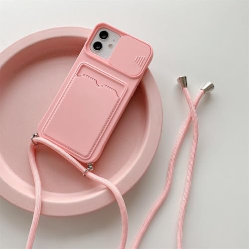 ZSUFCBF Crossbody-Halskette Silde Kamera Silikon-Telefonhülle für iPhone 16 13 12 14 15 Pro Max Flüssigsilikon-Brieftaschen-Kartenhalter-Abdeckung, Pink, für iPhone XSMAX ZSUFCBF Crossbody-Halskette Silde Kamera Silikon-Telefonhülle für iPhone 16 13 12 14 15 Pro Max Flüssigsilikon-Brieftaschen-Kartenhalter-Abdeckung, Pink, für iPhone XSMAX von ZSUFCBF