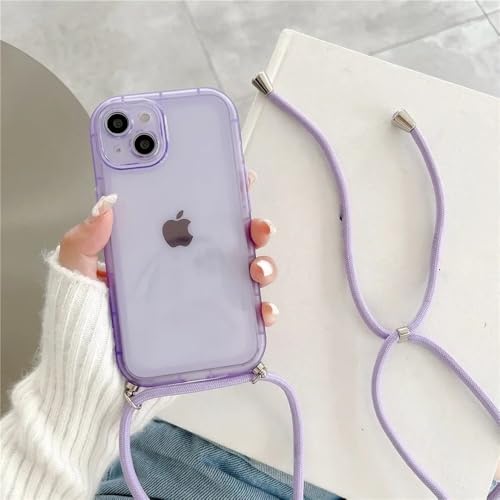 ZSUFCBF Crossbody-Halskette mit Lanyard, Candy, transparente, weiche Hülle für iPhone 16 15 13 14 12 11 Pro Max XS XR 7 8 Plus, klare, stoßfeste Hülle, lila, für iPhone 11ProMax ZSUFCBF Crossbody-Halskette mit Lanyard, Candy, transparente, weiche Hülle für iPhone 16 15 13 14 12 11 Pro Max XS XR 7 8 Plus, klare, stoßfeste Hülle, lila, für iPhone 11ProMax von ZSUFCBF