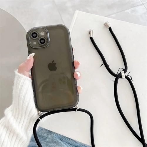 ZSUFCBF Crossbody-Halskette mit Lanyard, Candy, transparente, weiche Hülle für iPhone 16 15 13 14 12 11 Pro Max XS XR 7 8 Plus, transparente, stoßfeste Hülle, Schwarz, für iPhone 13 ProMax von ZSUFCBF