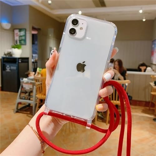 ZSUFCBF Crossbody-Halskettenkordel-Lanyard, transparente Hartschale für iPhone 16 15 14 13 12 11 Pro Max XS XR X, transparente Softcover, 12, für iPhone 12 ProMax von ZSUFCBF