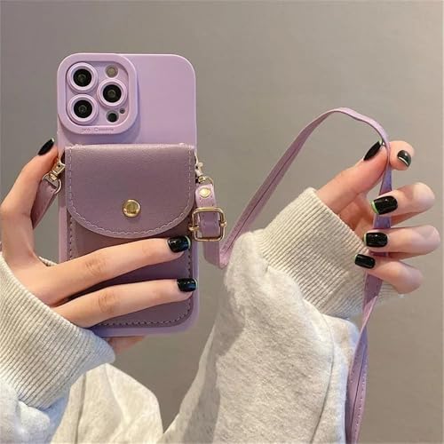 ZSUFCBF Crossbody-Kartensteckplatz-Taschenhalter-Hülle für iPhone 12 13 Mini 11 14 15 16 Pro Max 15 Plus X Xs Max Xr Luxus-Cord-Silikonhülle, Lila, Für iPhone 15ProMax ZSUFCBF Crossbody-Kartensteckplatz-Taschenhalter-Hülle für iPhone 12 13 Mini 11 14 15 16 Pro Max 15 Plus X Xs Max Xr Luxus-Cord-Silikonhülle, Lila, Für iPhone 15ProMax von ZSUFCBF