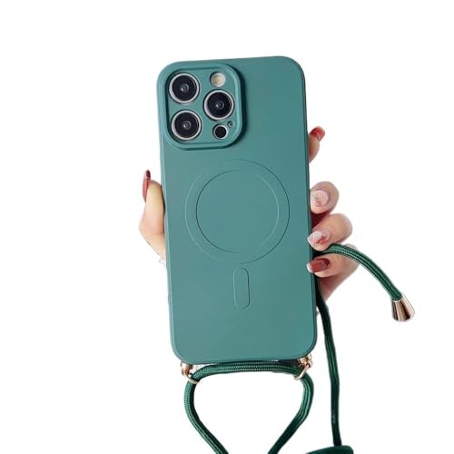 ZSUFCBF Crossbody Lanyard Flüssigsilikon Magnethülle für iPhone 16 15 Pro Max 14 13 12 11 Halskette Kabellose Ladehülle, D grün, für iPhone 13 ProMax ZSUFCBF Crossbody Lanyard Flüssigsilikon Magnethülle für iPhone 16 15 Pro Max 14 13 12 11 Halskette Kabellose Ladehülle, D grün, für iPhone 13 ProMax von ZSUFCBF
