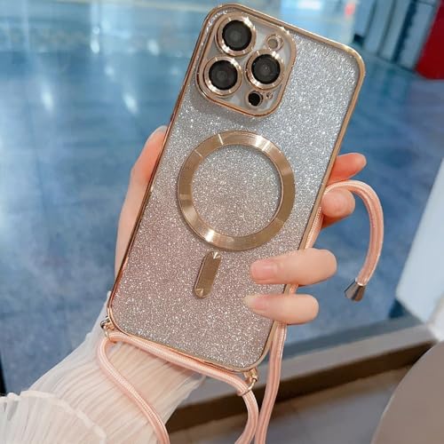 ZSUFCBF Crossbody Lanyard Full Lens Protect Case für iPhone 15 16 14 13 12 11 Pro Max Plus Magnetische kabellose Ladeabdeckung, Gold, für iPhone 15 Pro Max ZSUFCBF Crossbody Lanyard Full Lens Protect Case für iPhone 15 16 14 13 12 11 Pro Max Plus Magnetische kabellose Ladeabdeckung, Gold, für iPhone 15 Pro Max von ZSUFCBF