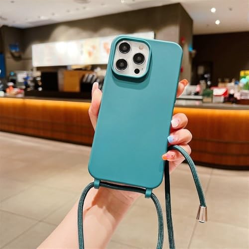 ZSUFCBF Crossbody Lanyard Halskette Kordel Matte Handyhülle für iPhone 13 12 11 14 15 16 Pro Max 16 Plus X XR XS Silikonschutzhülle, D grün, für iPhone 15 Pro ZSUFCBF Crossbody Lanyard Halskette Kordel Matte Handyhülle für iPhone 13 12 11 14 15 16 Pro Max 16 Plus X XR XS Silikonschutzhülle, D grün, für iPhone 15 Pro von ZSUFCBF