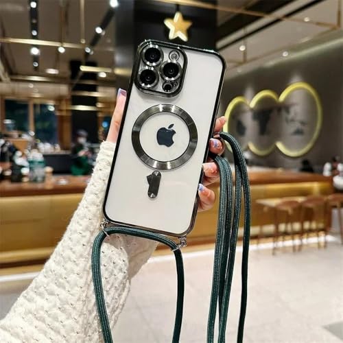 ZSUFCBF Crossbody Lanyard Klare magnetische Hülle für iPhone 16 15 14 13 12 11 Pro Max Plus Weiche TPU-galvanisierte Rückseite, D Grün, Für iPhone 14Pro Max ZSUFCBF Crossbody Lanyard Klare magnetische Hülle für iPhone 16 15 14 13 12 11 Pro Max Plus Weiche TPU-galvanisierte Rückseite, D Grün, Für iPhone 14Pro Max von ZSUFCBF