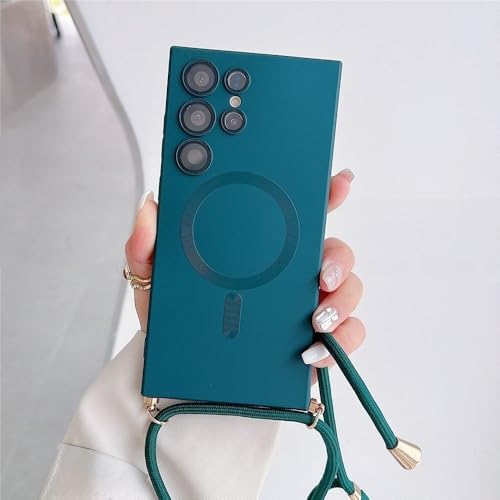 ZSUFCBF Lanyard Crossbody Halskette Magnetische Ladehülle für Samsung S25 S24 S23 Ultra S22 S21 Plus S20FE Note 20 Matte Hülle, Dunkelgrün, Für S25 Plus ZSUFCBF Lanyard Crossbody Halskette Magnetische Ladehülle für Samsung S25 S24 S23 Ultra S22 S21 Plus S20FE Note 20 Matte Hülle, Dunkelgrün, Für S25 Plus von ZSUFCBF
