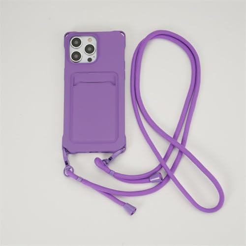 ZSUFCBF Lanyard-Hülle für iPhone 15 14 12 13 11 Pro Max Mini XS X XR 8 7 Plus Stoßfester Kartensteckplatzhalter Crossbody-Halskettengurtabdeckung, Lila, Für iPhone 15 Plus ZSUFCBF Lanyard-Hülle für iPhone 15 14 12 13 11 Pro Max Mini XS X XR 8 7 Plus Stoßfester Kartensteckplatzhalter Crossbody-Halskettengurtabdeckung, Lila, Für iPhone 15 Plus von ZSUFCBF