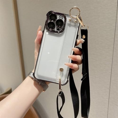 ZSUFCBF Luxuriöses, beschichtetes Armband, Umhängeband, transparente Hartschale für iPhone 16 15 14 Pro Max 13 12 11 XS X XR, transparente Softcover, Schwarz, für iPhone 14Plus ZSUFCBF Luxuriöses, beschichtetes Armband, Umhängeband, transparente Hartschale für iPhone 16 15 14 Pro Max 13 12 11 XS X XR, transparente Softcover, Schwarz, für iPhone 14Plus von ZSUFCBF