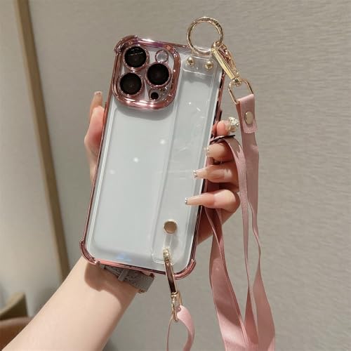 ZSUFCBF Luxuriöses, beschichtetes Armband, Umhängeband, transparente Hartschale für iPhone 16 15 14 Pro Max 13 12 11 XS X XR, transparente weiche Hülle, Pink, für iPhone 14Plus ZSUFCBF Luxuriöses, beschichtetes Armband, Umhängeband, transparente Hartschale für iPhone 16 15 14 Pro Max 13 12 11 XS X XR, transparente weiche Hülle, Pink, für iPhone 14Plus von ZSUFCBF