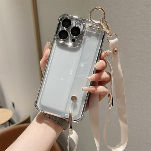 ZSUFCBF Luxuriöses, beschichtetes Armband, Umhängeband, transparente Hartschale für iPhone 16 15 14 Pro Max 13 12 11 XS X XR, transparente weiche Hülle, Silber, für iPhone 15ProMax ZSUFCBF Luxuriöses, beschichtetes Armband, Umhängeband, transparente Hartschale für iPhone 16 15 14 Pro Max 13 12 11 XS X XR, transparente weiche Hülle, Silber, für iPhone 15ProMax von ZSUFCBF