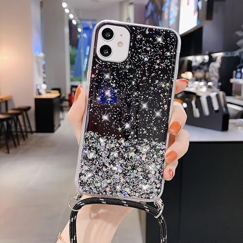 ZSUFCBF Mit Umhängeband, Seilkordel, durchsichtige Glitzerhülle für iPhone 11 12 13 14 15 Pro Max SE 2 2020 2022 Crossbody-Lanyard-Cover, Schwarz, für iPhone 13 Pro Max ZSUFCBF Mit Umhängeband, Seilkordel, durchsichtige Glitzerhülle für iPhone 11 12 13 14 15 Pro Max SE 2 2020 2022 Crossbody-Lanyard-Cover, Schwarz, für iPhone 13 Pro Max von ZSUFCBF
