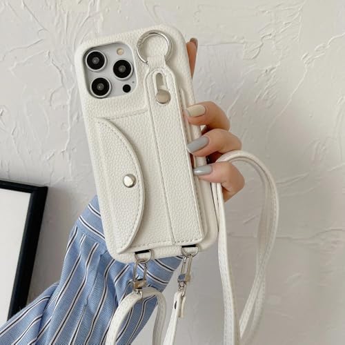 ZSUFCBF Umhängetasche mit Handgelenkschlaufe für iPhone 13 12 Mini 16 15 14 11 Pro XS Max X XR 7 8 Plus Kartenhalter Brieftasche Lederhülle, Weiß, Für iPhone 13Pro Max ZSUFCBF Umhängetasche mit Handgelenkschlaufe für iPhone 13 12 Mini 16 15 14 11 Pro XS Max X XR 7 8 Plus Kartenhalter Brieftasche Lederhülle, Weiß, Für iPhone 13Pro Max von ZSUFCBF