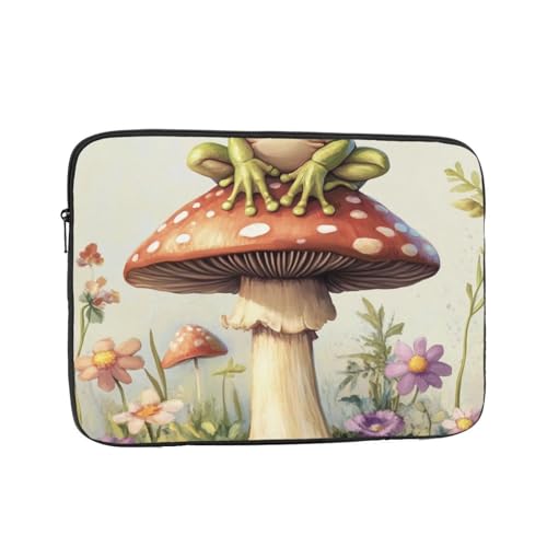 Laptophülle mit Aquarell-Frosch-Pilz-Muster, 25,4 cm (10 Zoll), stoßfest, schützende Notebooktasche, Reise-Laptop-Tasche für Männer und Frauen von ZSUUGJ