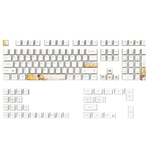 ZSYTF 108 Tasten Spiel Tastenkappen PBT 5 Seiten Farbsublimation Tastenkappe Kirschprofil Für Tastenkappen 6 25 7U Für Mechanische Tastatur Mechanische Tastenkappen Pbt Niedlich Weiß von ZSYTF