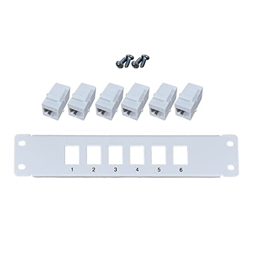 ZSYTF 6-Port CAT6-Panel Unterstützt Ungeschirmte CAT6-Rückseite Für W/kodierte T568A/B Verkabelung Für RJ45-Kabel Rack/Wandmontage RJ45-Panelkoppler 6 Ports Durchgang Durch Wandmontage von ZSYTF