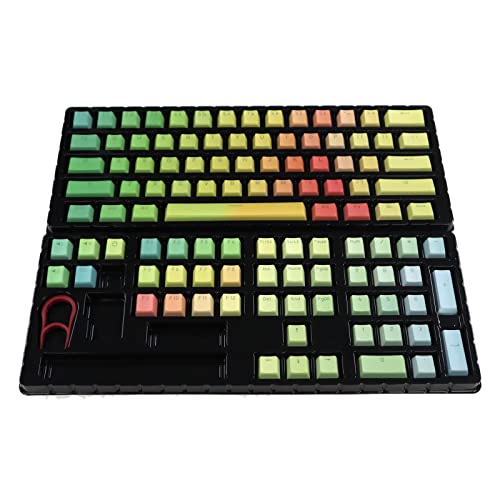 ZSYTF Mechanische Tastatur Für Tastenkappen 108 Stück Austauschbare PBT Tastenkappen Transparente Beschriftungstasten Double Shot Tastenkappe Mit Hintergrundbeleuchtung Regenbogen Tastenkappen Set von ZSYTF