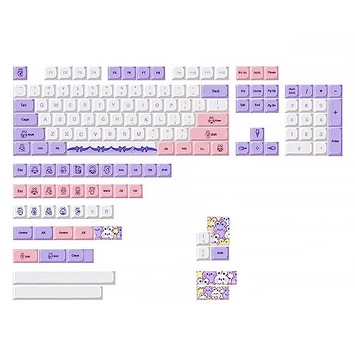 ZSYTF Tastenkappe PBT Standard Farbsublimation Lavendel Kaninchen Tastenkappen 147 Tasten XDA Profil Für Mechanische Tastatur GK61 64 PBT Farbsublimations Tastenkappen von ZSYTF