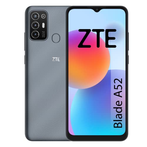 ZTE Blade A52 Smartphone, 6,52 Zoll HD+, 2 GB RAM, 64 GB Speicher, 5000 mAh Akku, Fingerabdruckleser, Dreifachkamera 13 MP, Grau von ZTE
