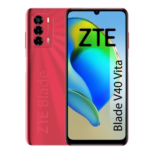 ZTE Blade V40 Vita Smartphone, 17,9 cm (6,74 Zoll), HD+, 90 Hz, 4 GB RAM, 128 GB Speicher, 5130-mAh-Akku, Schnellladung 22,5 W, Dreifachkamera 48 MP, NFC, Rot von ZTE