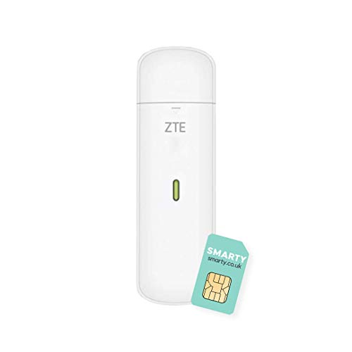ZTE MF833U1, CAT4/4G USB-Dongle, entsperrt, kostengünstig, 150 MBit/s, Multiband-Konfiguration, mit 2 Jahren Garantie und kostenloser Smarty-SIM-Karte, Weiß von ZTE