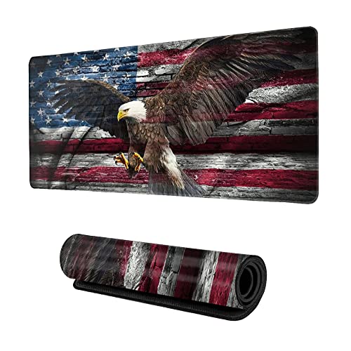 ZTHLL Schreibtischunterlage, amerikanische Flagge, Adlerspreizungen, Flügel, Gaming-Mauspad, XXL, erweitertes Mauspad für Büro, Computer, genähte Gesäße, 89x39x0.3 cm ZTHLL Schreibtischunterlage, amerikanische Flagge, Adlerspreizungen, Flügel, Gaming-Mauspad, XXL, erweitertes Mauspad für Büro, Computer, genähte Gesäße, 89x39x0.3 cm von ZTHLL