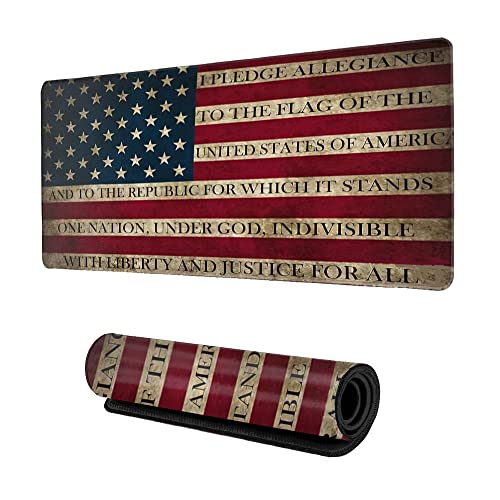 ZTHLL Schreibtischunterlage, patriotisches Pledge, amerikanische Flagge, Gaming-Mauspad, XXL-Mauspad für Büro, Computer, Tastatur mit rutschfester Unterseite, genähte Eges-Mauspad, 89 x 39 x 0,3 cm ZTHLL Schreibtischunterlage, patriotisches Pledge, amerikanische Flagge, Gaming-Mauspad, XXL-Mauspad für Büro, Computer, Tastatur mit rutschfester Unterseite, genähte Eges-Mauspad, 89 x 39 x 0,3 cm von ZTHLL
