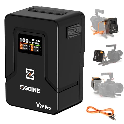 ZGCINE ZG-V99Pro V-Mount Akku 14.8V 99.9Wh 6400mAh PD USB-C 100W Schnellladung mit D-Tap BP USB-Anschlüssen für Kameras, Camcorder, LED-Leuchten, Monitore – Schwarz ZGCINE ZG-V99Pro V-Mount Akku 14.8V 99.9Wh 6400mAh PD USB-C 100W Schnellladung mit D-Tap BP USB-Anschlüssen für Kameras, Camcorder, LED-Leuchten, Monitore – Schwarz von ZTIANFOTO