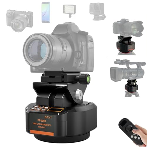 ZIFON PT2000 – Motorisierter 360° Panoramakopf mit kabelloser Fernsteuerung (2,2 kg Tragkraft) – Elektronischer Schwenk-Neige-Stativkopf für DSLR, Smartphone & Video von ZTIANFOTO