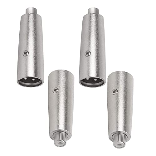 ZTMAKYLH XLR auf RCA Adapter, 4 PCS XLR 3 Pin Stecker, 3-Nadeln XLR Stecker auf Stecker Adapter, XLR Stecker zu Cinch Buchse Adapter, XLR auf RCA Konverter, für Audioanschluss Audiokabel Mikrofon Dj von ZTMAKYLH