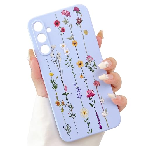 ZTOFERA Blumen Hülle Kompatibel mit Samsung Galaxy A55 5G für Mädchen Frauen, Flexibel Weiche Silikon Schutzhülle mit Cute Kletterblumen Muster Stoßfest Cover, Violett von ZTOFERA