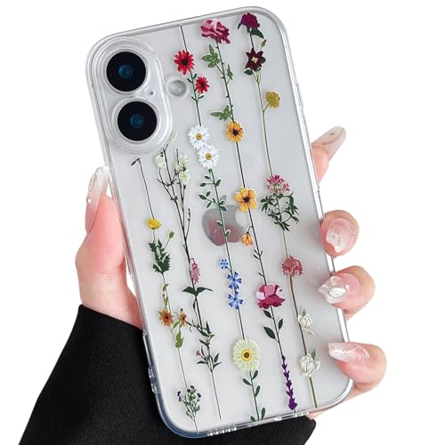 ZTOFERA Blumen Hülle Kompatibel mit iPhone 16 Plus(6.7") für Mädchen Frauen, Flexibel Weiche Silikon Schutzhülle mit Cute Kletterblumen Muster Stoßfest Cover, Durchsichtig von ZTOFERA