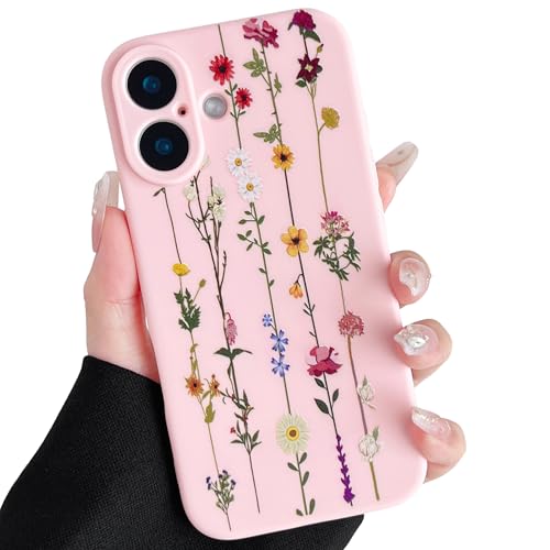 ZTOFERA Blumen Hülle Kompatibel mit iPhone 16 Plus(6.7") für Mädchen Frauen, Flexibel Weiche Silikon Schutzhülle mit Cute Kletterblumen Muster Stoßfest Cover, Rosa von ZTOFERA