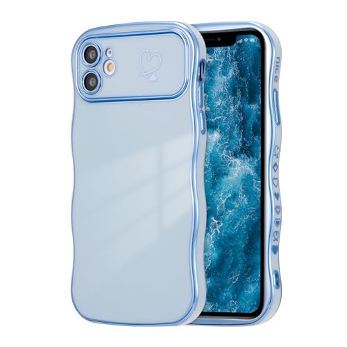 ZTOFERA Handyhülle Kompatibel mit iPhone 11 für Mädchen Frauen, Niedliche Lockige Wellen Rahmenform Flexibel Weiche Silikon Schutzhülle mit Liebe Herz Muster Goldener Rand Stoßfest Cover, Sierra Blau ZTOFERA Handyhülle Kompatibel mit iPhone 11 für Mädchen Frauen, Niedliche Lockige Wellen Rahmenform Flexibel Weiche Silikon Schutzhülle mit Liebe Herz Muster Goldener Rand Stoßfest Cover, Sierra Blau von ZTOFERA