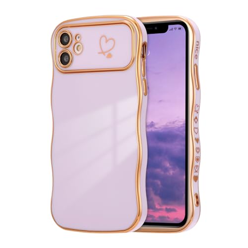 ZTOFERA Handyhülle Kompatibel mit iPhone 12 für Mädchen Frauen, Niedliche Lockige Wellen Rahmenform Flexibel Weiche Silikon Schutzhülle mit Liebe Herz Muster Goldener Rand Stoßfest Cover, Lila ZTOFERA Handyhülle Kompatibel mit iPhone 12 für Mädchen Frauen, Niedliche Lockige Wellen Rahmenform Flexibel Weiche Silikon Schutzhülle mit Liebe Herz Muster Goldener Rand Stoßfest Cover, Lila von ZTOFERA